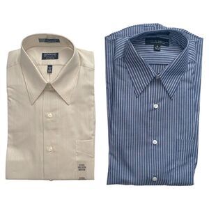 Arrow Croft & Barrow Dress Shirts Wrinkle Free Blue Gray Fitted Medium 15 32/33
